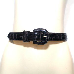Brown Amiee Lynn Black Crocodile Genuine Leather Belt